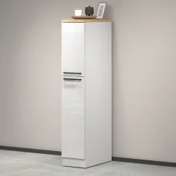Dispensa multiuso 2 ante 30x165h cm bianco lucido e rovere - Atrax