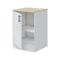 Mobili Dispensa > Dmora Dispensa piccola verticale 60x90h cm bianco e rovere - Zerna Marrone, Bianco Rovere