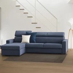 Divani Angolari|Divani Fissi Con Penisola > Dmora Divano ad angolo 260x95x85h cm - Aryaly Blu