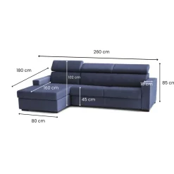 Divani Angolari|Divani Fissi Con Penisola > Dmora Divano ad angolo 260x95x85h cm - Aryaly Blu
