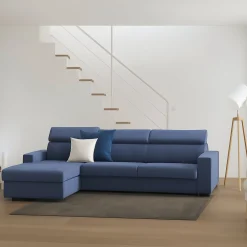 Divani Angolari|Divani Fissi Con Penisola > Dmora Divano angolare 280x95x85h cm - Akela Blu