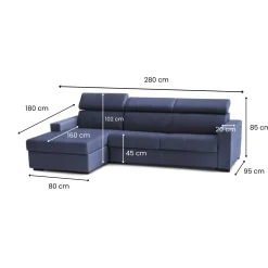 Divani Angolari|Divani Fissi Con Penisola > Dmora Divano angolare 280x95x85h cm - Akela Blu