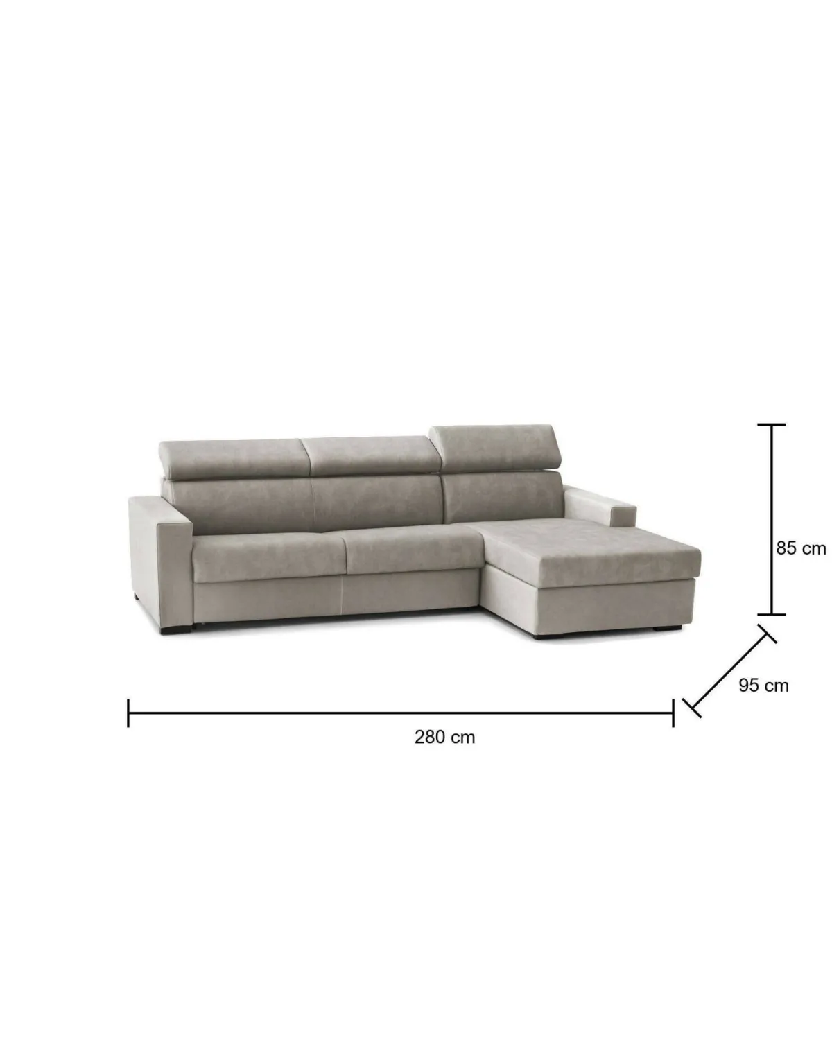 Divani Angolari|Divani Fissi Con Penisola > Dmora Divano angolare tortora 260x95x85h cm - Angera Grigio Tortora