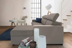 Divani Angolari|Divani Fissi Con Penisola > Dmora Divano angolare tortora 260x95x85h cm - Angera Grigio Tortora