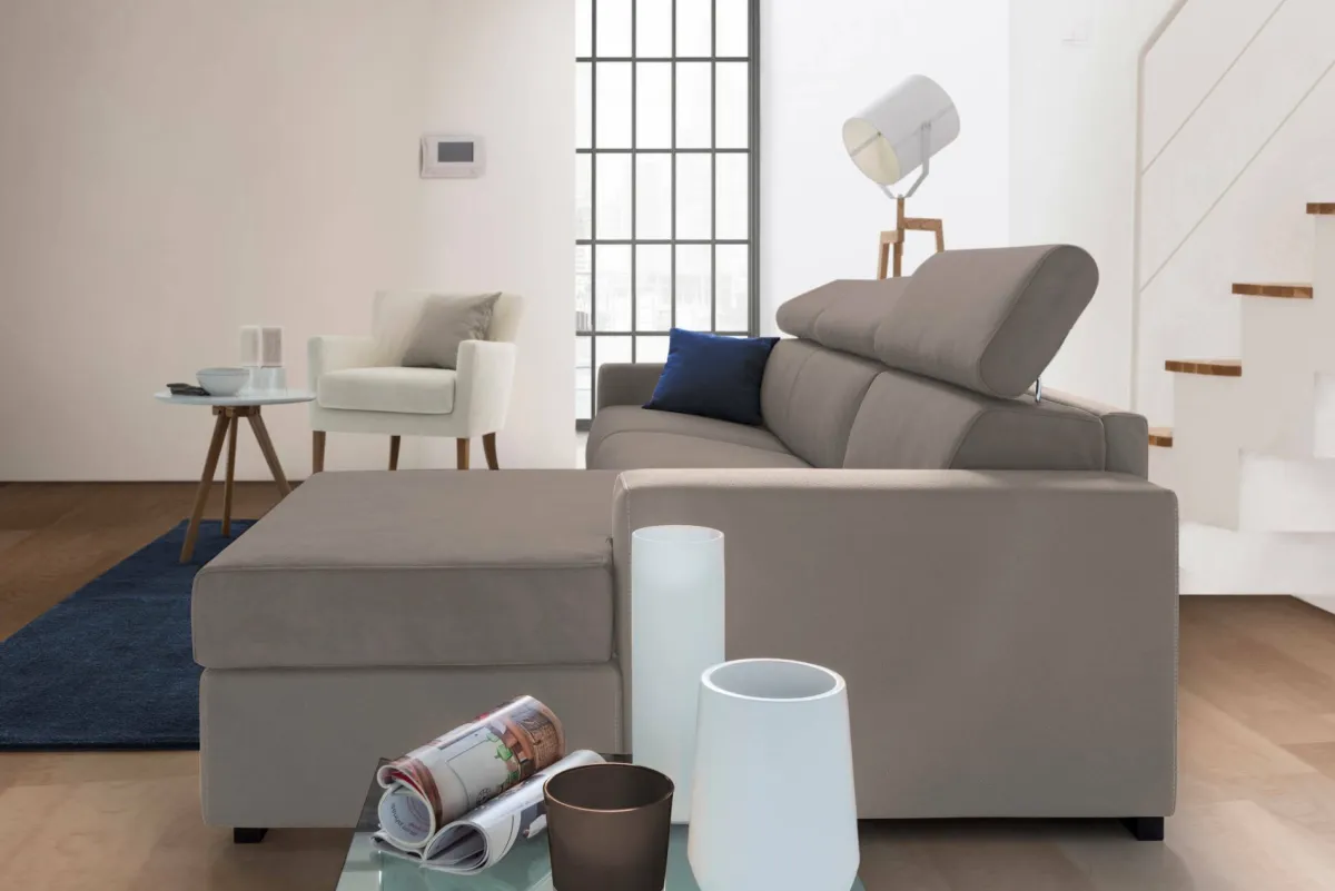Divani Angolari|Divani Fissi Con Penisola > Dmora Divano angolare tortora 260x95x85h cm - Angera Grigio Tortora