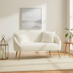 Divano classico bianco e oro 137x69x79h cm - Pittari