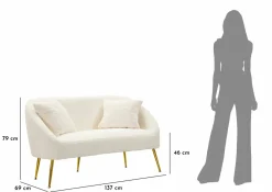 Divano classico bianco e oro 137x69x79h cm - Pittari