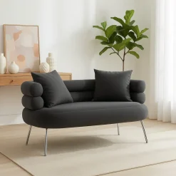 Divani Fissi 2 Posti > Dmora Divano classico grigio e argento 133x68x69h cm - Casier Argento, Grigio