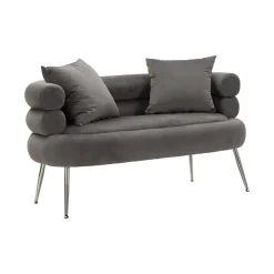 Divani Fissi 2 Posti > Dmora Divano classico grigio e argento 133x68x69h cm - Casier Argento, Grigio