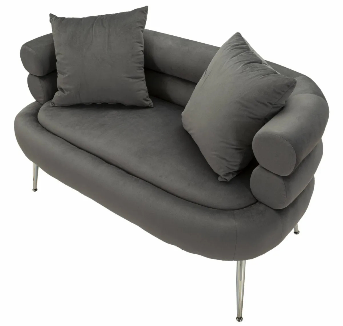 Divani Fissi 2 Posti > Dmora Divano classico grigio e argento 133x68x69h cm - Casier Argento, Grigio