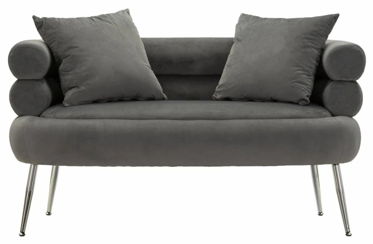 Divani Fissi 2 Posti > Dmora Divano classico grigio e argento 133x68x69h cm - Casier Argento, Grigio