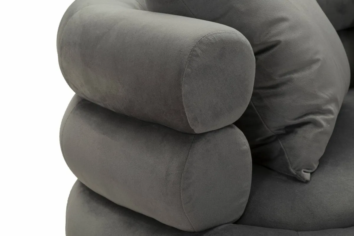 Divani Fissi 2 Posti > Dmora Divano classico grigio e argento 133x68x69h cm - Casier Argento, Grigio