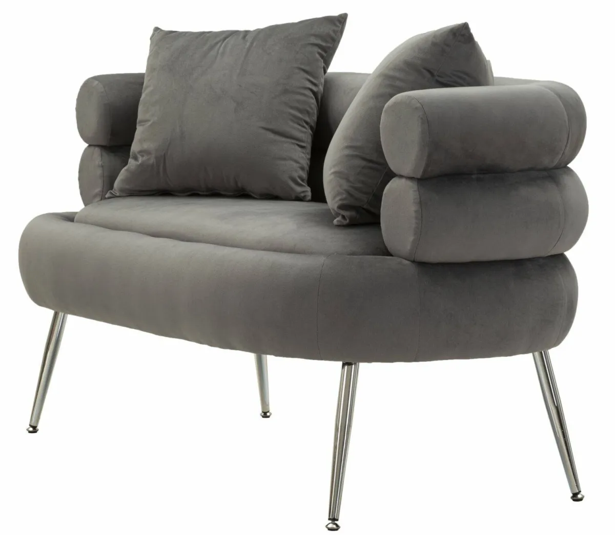 Divani Fissi 2 Posti > Dmora Divano classico grigio e argento 133x68x69h cm - Casier Argento, Grigio