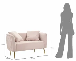 Divani Fissi 2 Posti > Dmora Divano classico 127x74x71h cm - Cappa Rosa