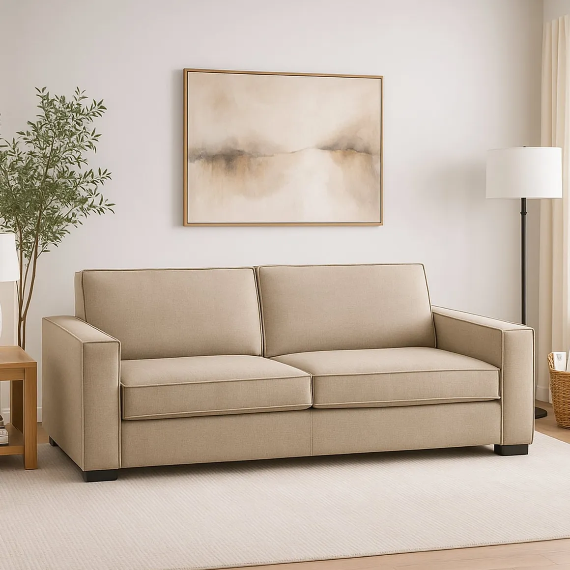 Divano con braccioli beige 180x95x90h cm - Arki