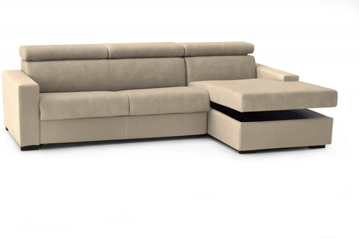 Divano con braccioli beige 260x95x85h cm - Angera