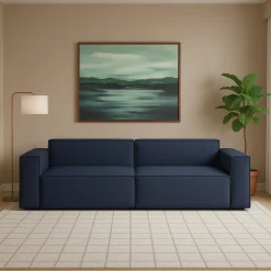 Divani Angolari|Divani Fissi Con Penisola > Dmora Divano con braccioli 260x95x90h cm - Azechiele Blu