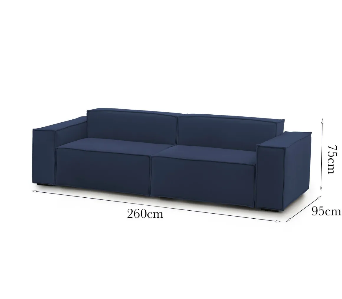 Divano con braccioli blu 260x95x70h cm - Argo