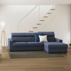 Divani Angolari|Divani Fissi Con Penisola > Dmora Divano con braccioli 300x170x70h cm - Ananas Blu