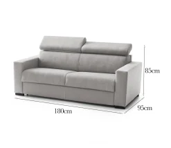 Divani Fissi 2 Posti|Salotto > Dmora Divano con braccioli 180x95x85h cm - Nukualofa Grigio