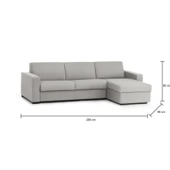 Divano con braccioli grigio 260x95x90h cm - Azechiele