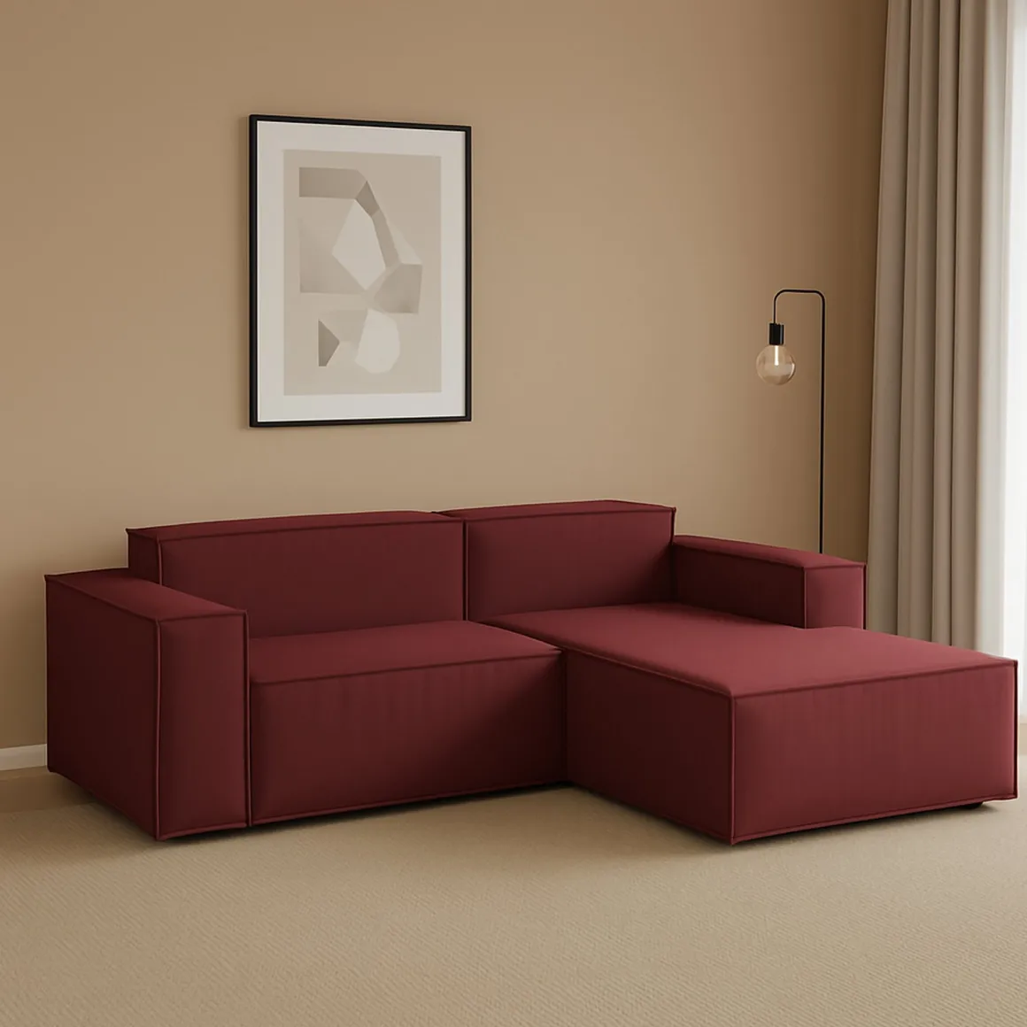 Divano con braccioli rosso 240x170x70h cm - Ameli