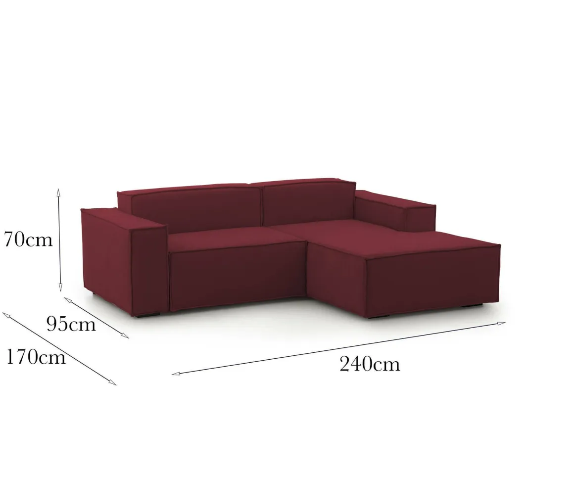 Divano con braccioli rosso 240x170x70h cm - Ameli