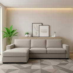 Divani Angolari|Divani Fissi Con Penisola > Dmora Divano con braccioli tortora 280x95x85h cm - Akela Grigio Tortora