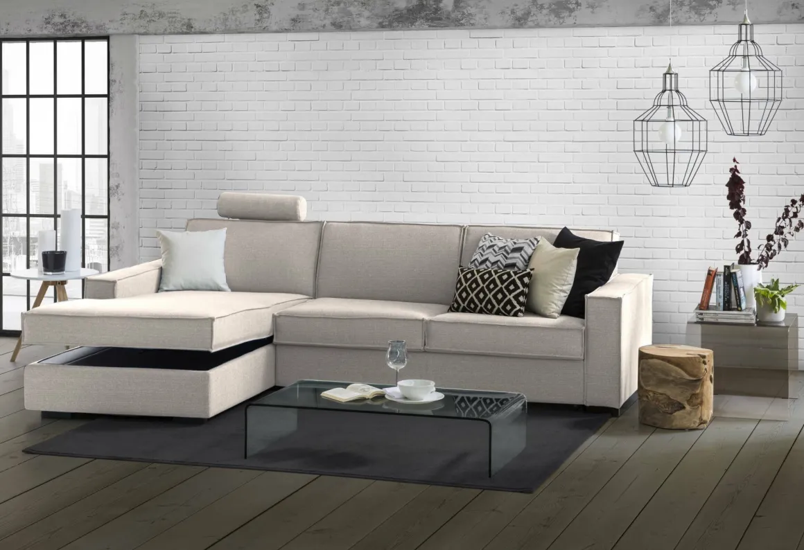 Divano con braccioli tortora 280x95x90h cm - Anila