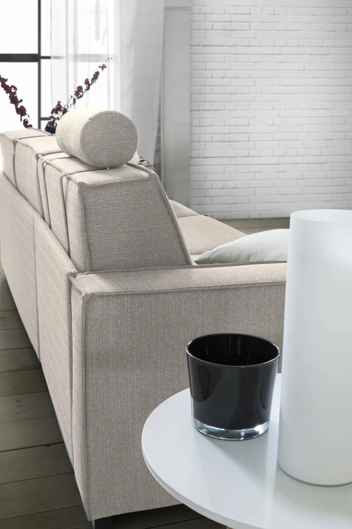 Divano con braccioli tortora 280x95x90h cm - Anila