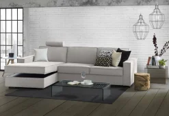 Divano con contenitore grigio 260x95x90h cm - Sodalite