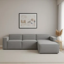 Divano con penisola grigio 300x170x70h cm - Ananas