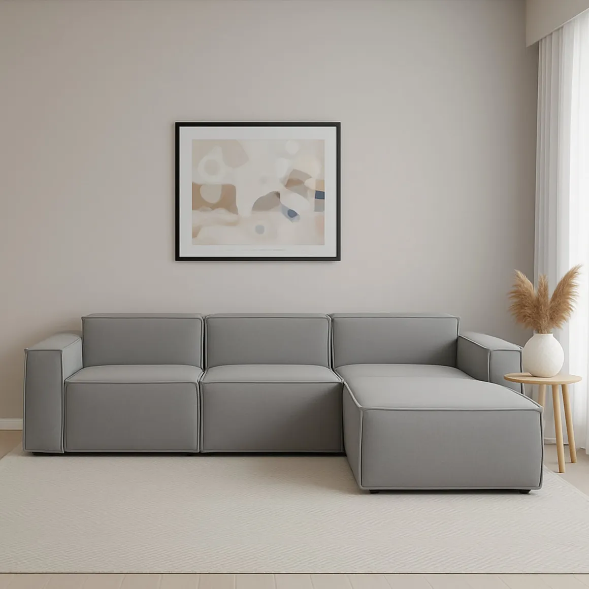 Divano con penisola grigio 300x170x70h cm - Ananas