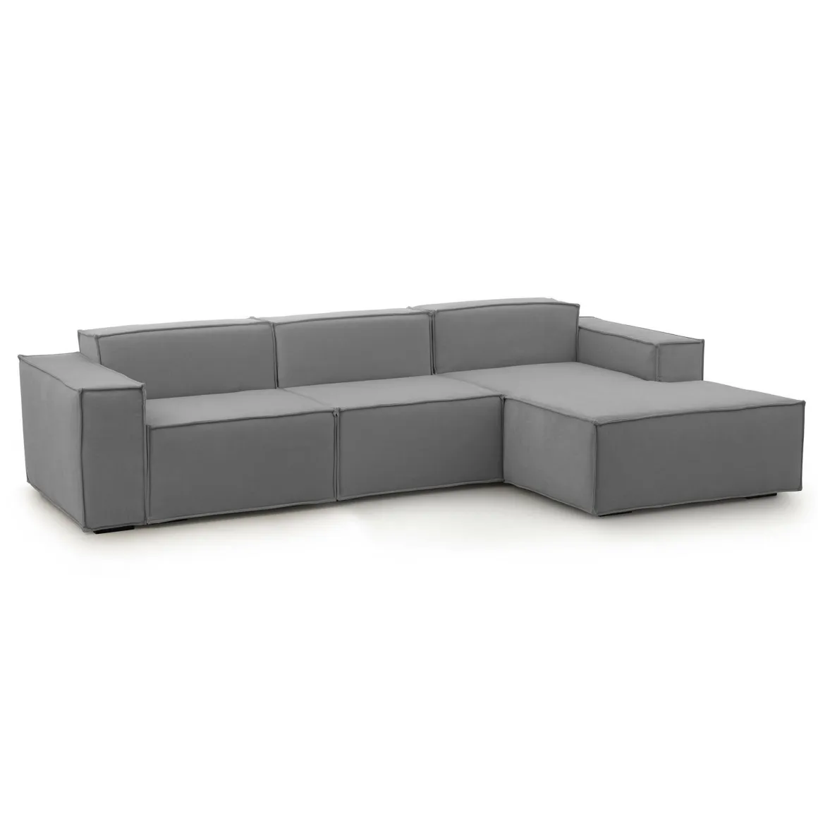 Divano con penisola grigio 300x170x70h cm - Ananas