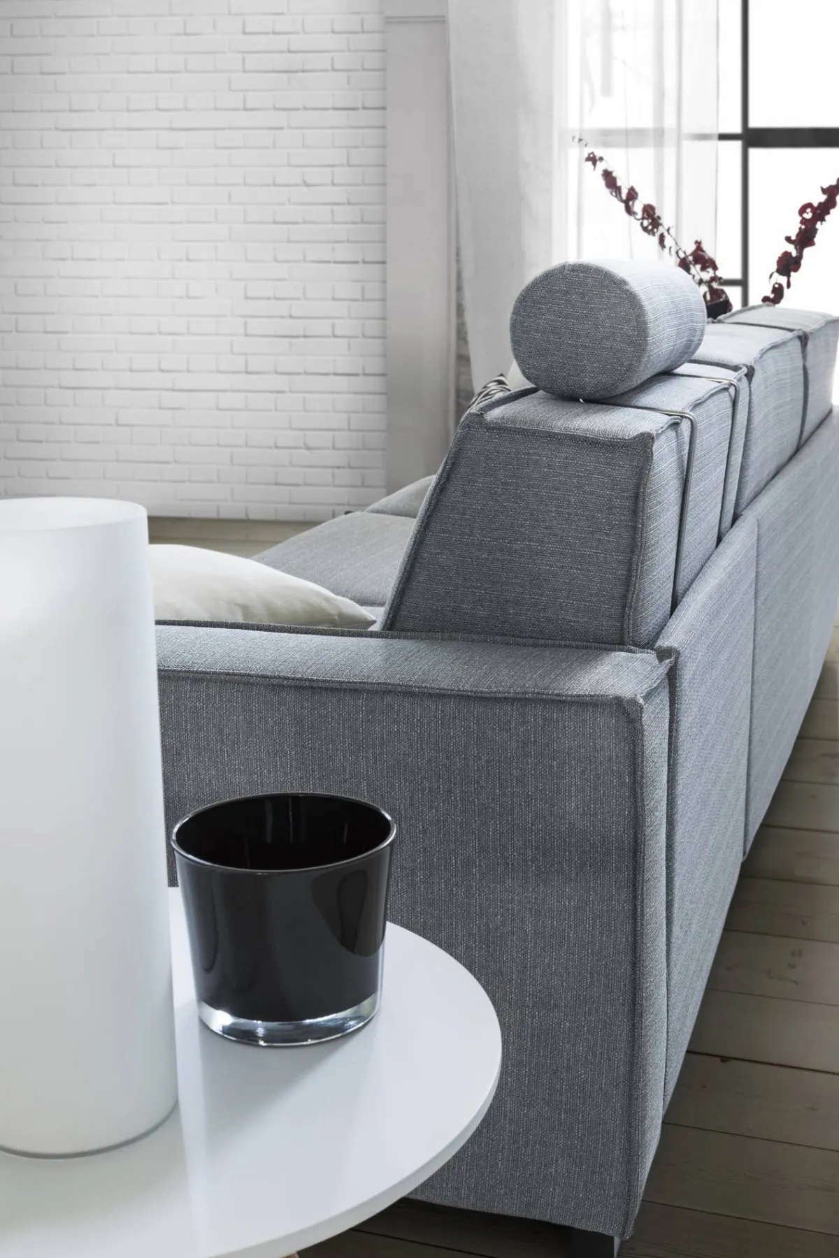 Divani Fissi 2 Posti|Salotto > Dmora Divano con portacuscini 180x95x90h cm - Ayramah Grigio