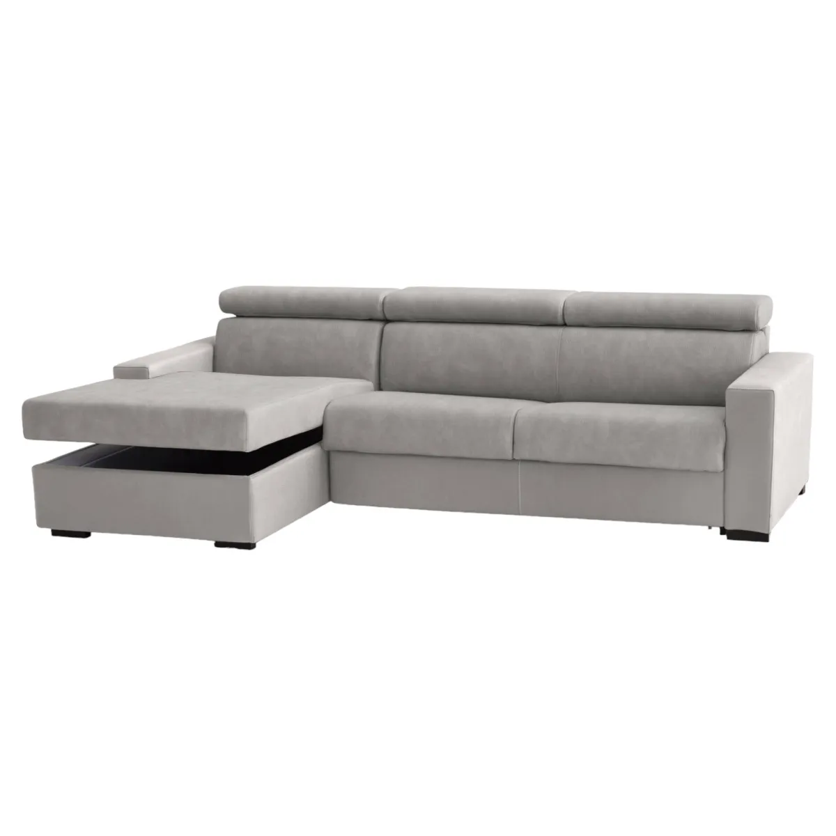 Divani Angolari|Divani Fissi Con Penisola > Dmora Divano contenitore 260x95x85h cm - Aryaly Grigio