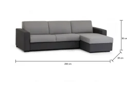 Divano contenitore grigio 260x95x90h cm - Azechiele