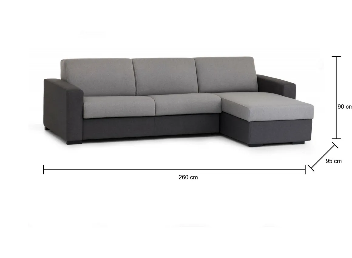 Divano contenitore grigio 260x95x90h cm - Azechiele