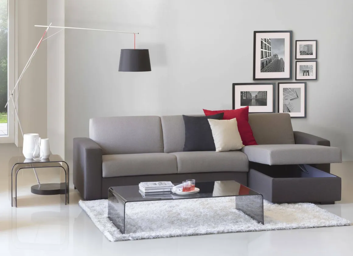 Divano contenitore grigio 260x95x90h cm - Azechiele