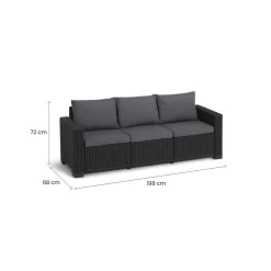 Divani Da Esterno > Dmora Divano da esterno Melfort, 198x68 h72 cm, Tortora Grigio Tortora