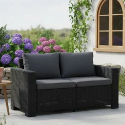 Divani Da Esterno > Dmora Divano da esterno Roberval, 141x68 h72 cm, Tortora Grigio Tortora