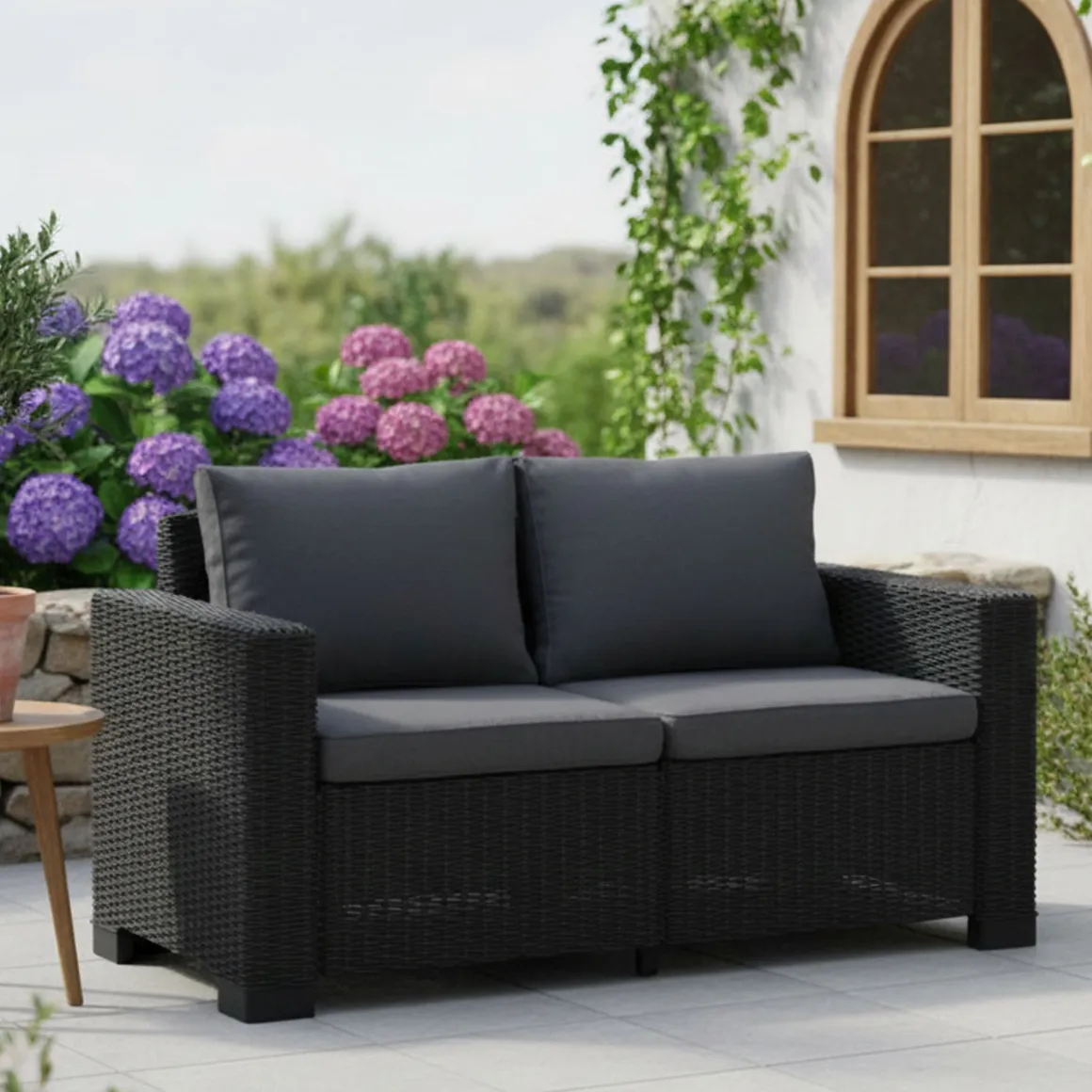 Divani Da Esterno > Dmora Divano da esterno Roberval, 141x68 h72 cm, Tortora Grigio Tortora