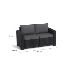 Divani Da Esterno > Dmora Divano da esterno Roberval, 141x68 h72 cm, Tortora Grigio Tortora