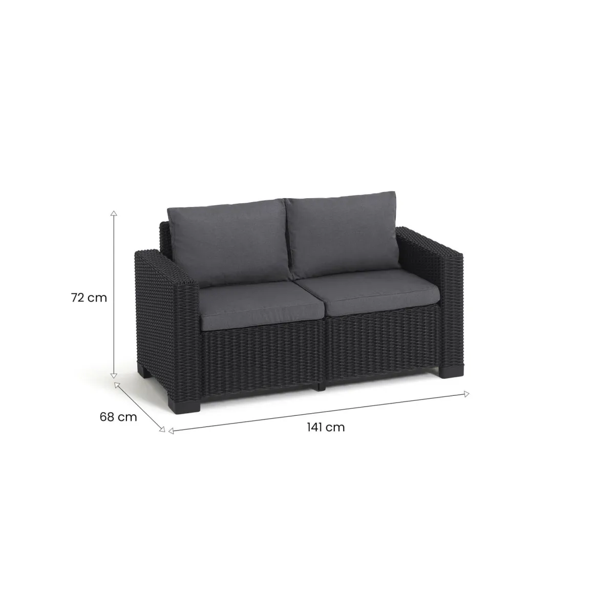 Divani Da Esterno > Dmora Divano da esterno Roberval, 141x68 h72 cm, Tortora Grigio Tortora