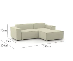 Divani Fissi Con Penisola|Salotto > Dmora Divano design 240x170x70h cm - Ameli Beige