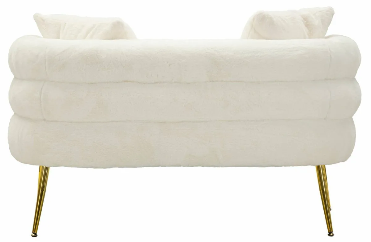 Divani Fissi 2 Posti > Dmora Divano design bianco e oro 133x68x69h cm - Casier Oro, Bianco