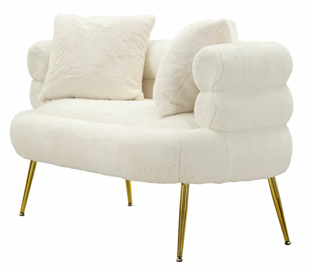 Divani Fissi 2 Posti > Dmora Divano design bianco e oro 133x68x69h cm - Casier Oro, Bianco