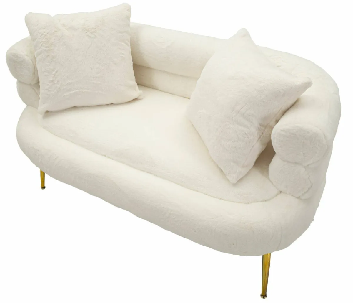 Divani Fissi 2 Posti > Dmora Divano design bianco e oro 133x68x69h cm - Casier Oro, Bianco