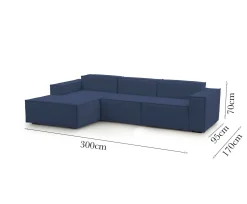 Divano design blu 300x170x70h cm - Alganibra