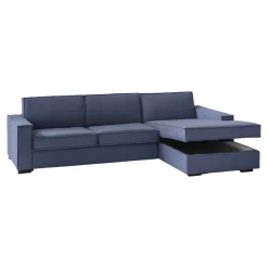 Divani Angolari|Divani Fissi Con Penisola > Dmora Divano design 280x95x90h cm - Ametrino Blu